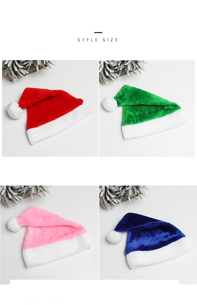 Christmas hat Short plush Santa hat adult hat_voghion.com