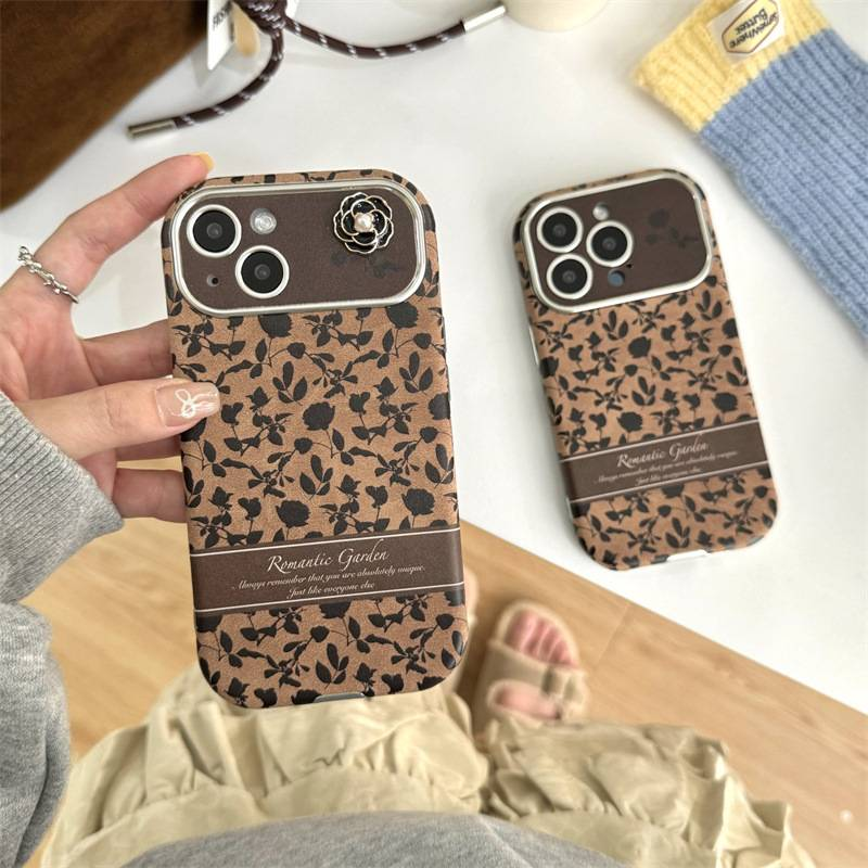 Custodia Retro Rose iPhone 16pro Applicabile Grande Foro iPhone 13 Copertura Completa 14promax Pelle_voghion.com