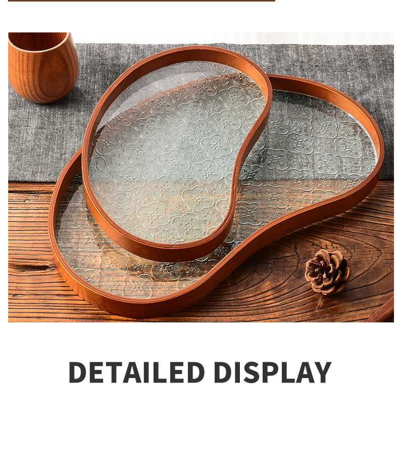 Modern Wooden Tea Tray - Rectangular Tea Cup Holder For Living Room With Key Storage (Elegant & Lightweight, Luxury Home Decor)_voghion.com