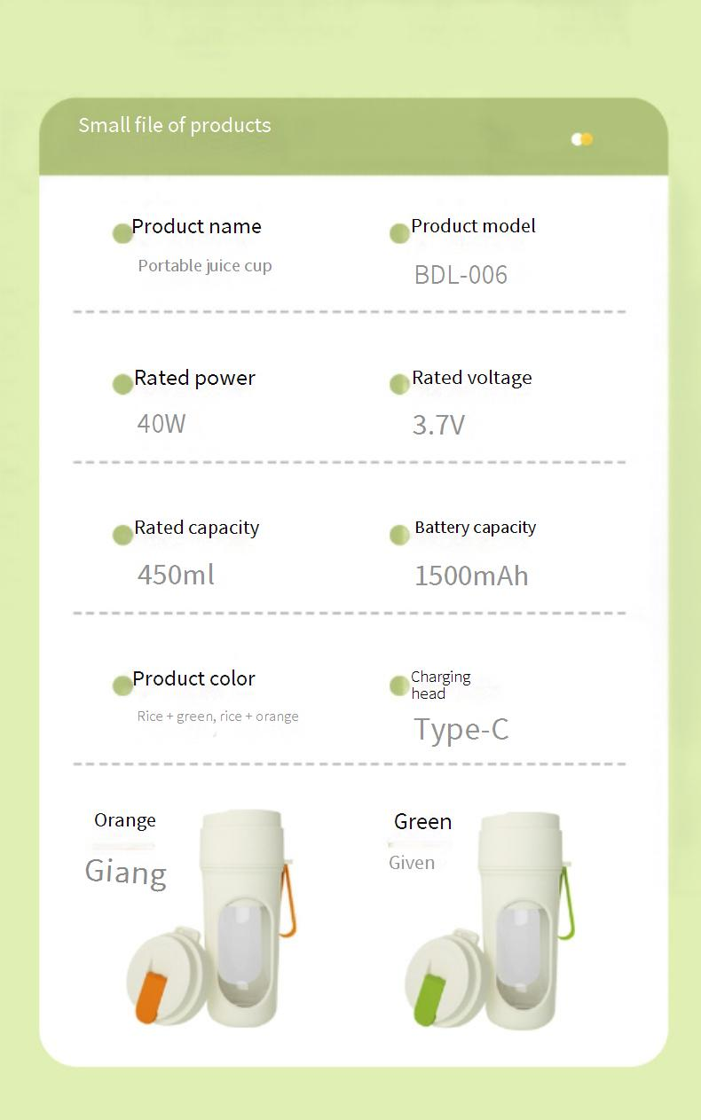 Portable Electric Juicer Blender Cup - 600ml High-Speed 22000 RPM, USB Rechargeable, Food-Grade AS Plastic, Auto Cleaning, For Fruits_voghion.com