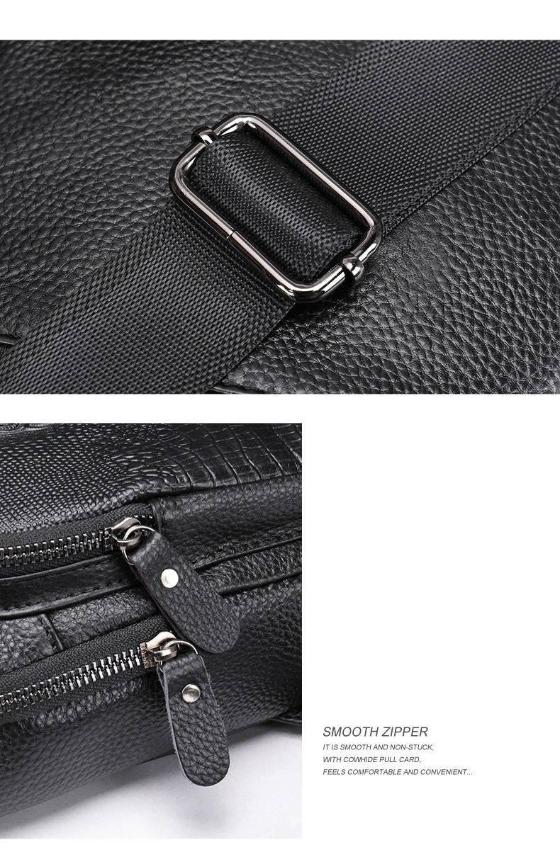 Men's Premium Full-Grain Leather Crossbody Bag - Classic Crocodile Embossed Design, Versatile Shoulder Sling For Everyday Essentials_voghion.com