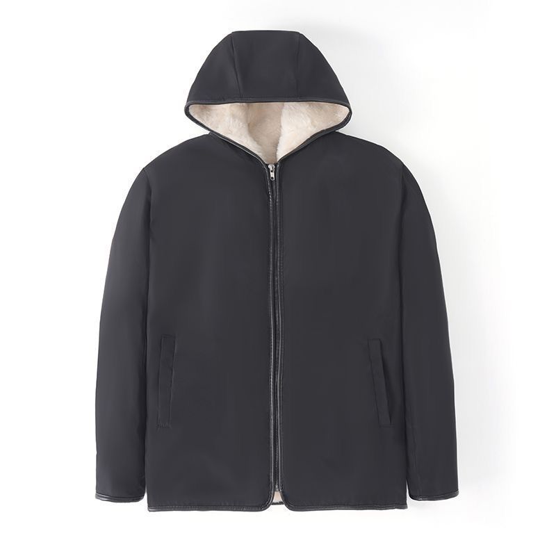 Chaqueta de piel de oveja auténtica de primera calidad con capucha: abrigo de invierno resistente con forro de lana para una resistencia extrema al frío._voghion.com