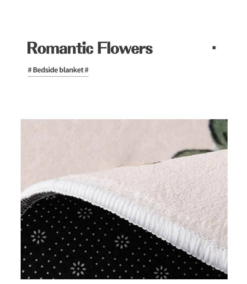 Tappeto per bambini in stile principessa - Tappetino da comodino ovale antiscivolo con stampa floreale e animali, tappeto lavabile in lavatrice per la cameretta delle bambine_voghion.com