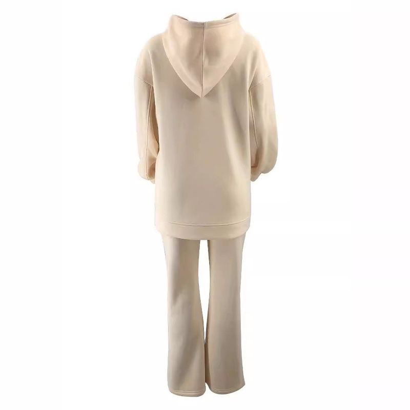 M2762 Women's Muslim New Solid Color Hooded Sweatshirt Fashion Pants Set_voghion.com