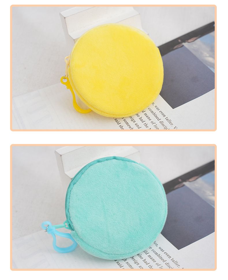 Candy Color Plush Round Coin Purse Keychain Cute Wallet Ladies ID Card Bag Simple Coin Bag Wholesale_voghion.com