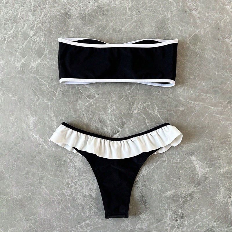 2024 Nieuwe stijl badpak, strapless ruches driehoek strand hotspring bikini badmode_voghion.com