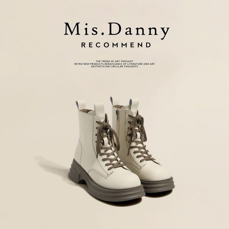 Bottes de neige courtes polyvalentes Martin 2023, style britannique moderne pour femmes, printemps-automne, semelle épaisse simple, lacets._voghion.com