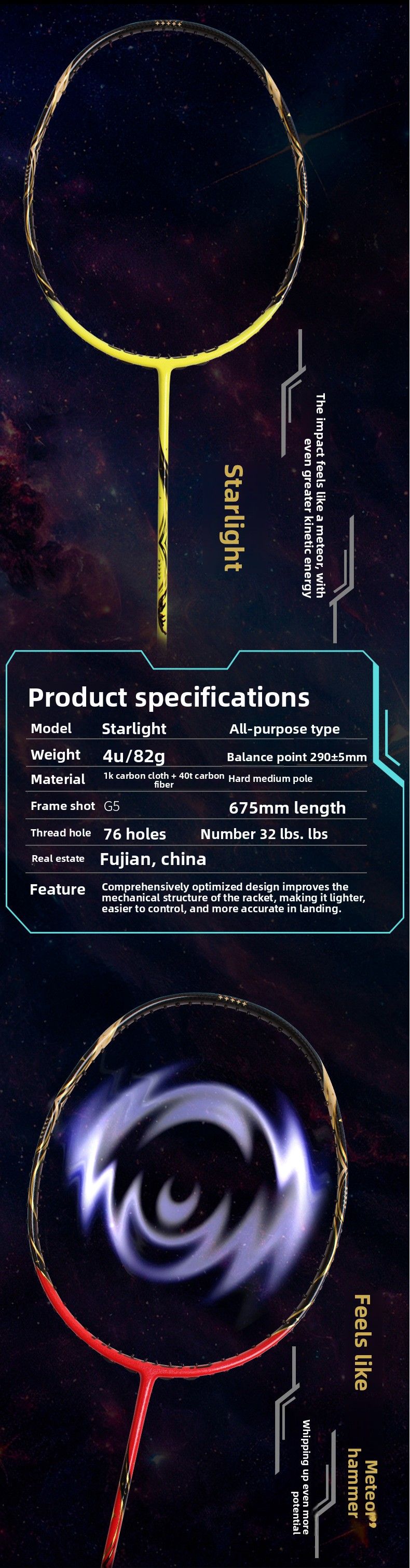 Guangyu 4U Professional Competition Grade Lightweight All-around 1K Carbon Cloth Adult Event Badminton Racket_voghion.com