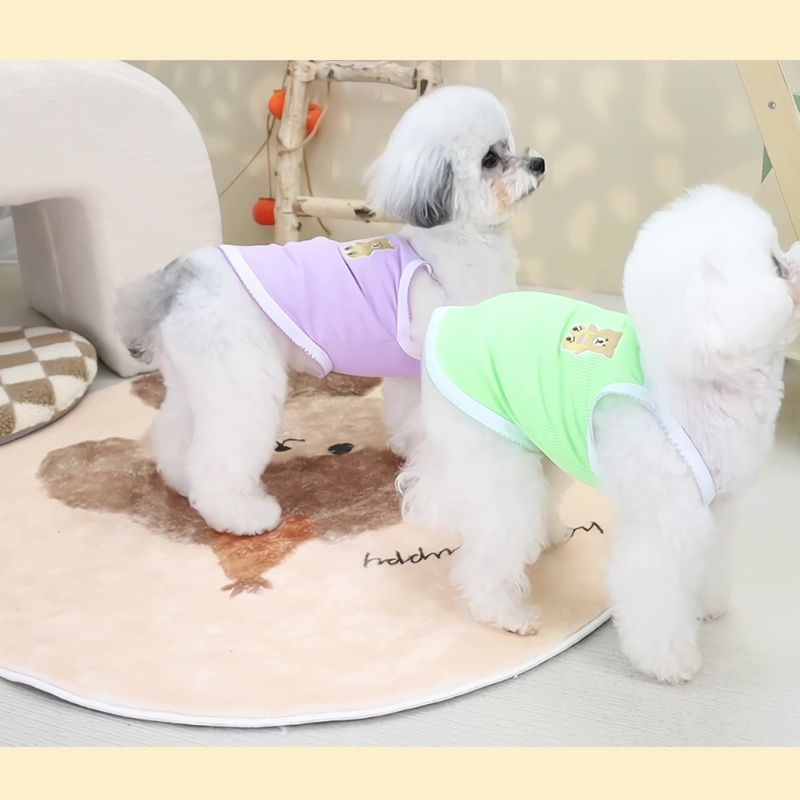 Gilet universale in maglia con ricamo a forma di orso, piccolo gatto, stile carino, traspirante, elastico, estivo, per cani_voghion.com