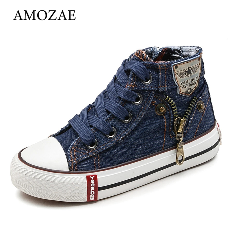 2024 Primavera e autunno nuove scarpe da ginnastica alte per bambini scarpe da cowboy in tela per bambini_voghion.com