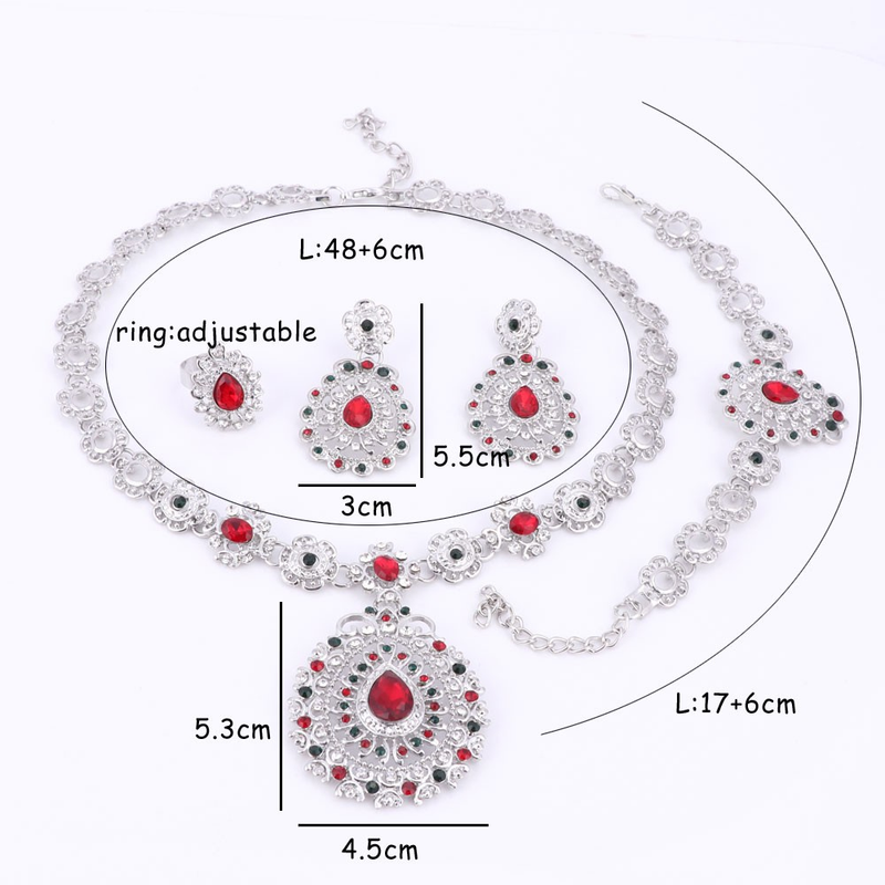 Mariage mariée fête collier ensembles de bijoux pour femmes cristal coloré strass gemme pendentif Costume accessoires de mariée_voghion.com