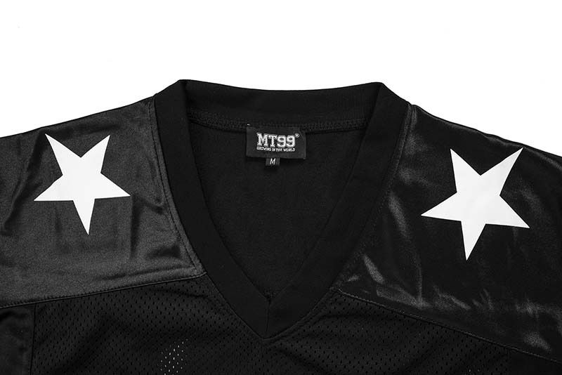 T-shirt ample d'été à manches courtes et col en V pour homme, en maille velours, imprimé lettres et chiffres_voghion.com