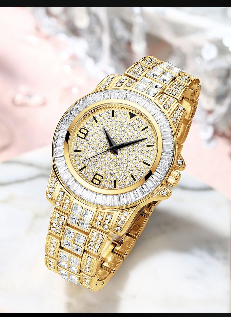 Women's Elegant Diamond Quartz Watch With Sparkling Crystal Bezel, Waterproof Stainless Steel Band, Fashionable Minimalist Design For Daily Wear_voghion.com