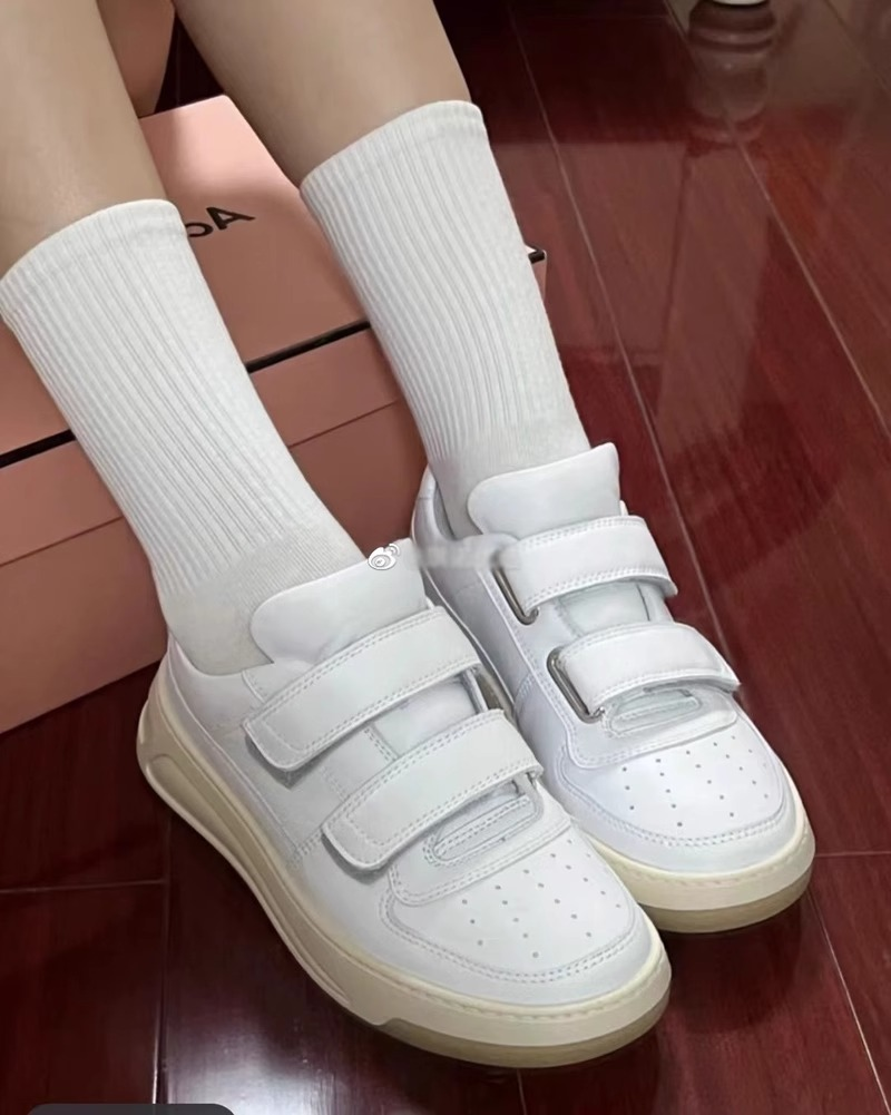 Lächelndes Gesicht, echtes Leder, dicke Sohle, Klettverschluss, kleine weiße Schuhe für Damen, Frühling und Herbst, vielseitige und trendige Sneaker_voghion.com