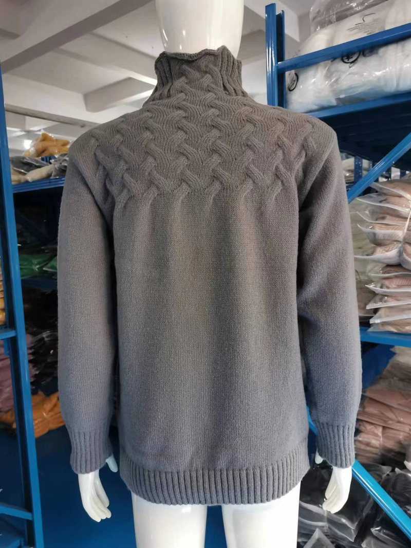 Nuovo maglione lavorato a maglia in puro cotone autunno e inverno dettagli lavorati a maglia maglione a maniche lunghe a collo alto_voghion.com