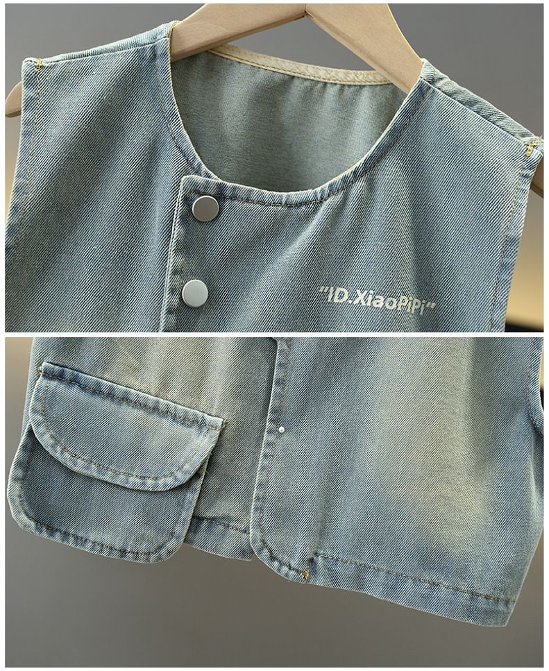 Kinderkleidung Frühlingsanzug für Jungen im neuen Stil Hübsche und modische Jeansweste für Kinder Dreiteiliger Anzug für Frühling und Herbst_voghion.com