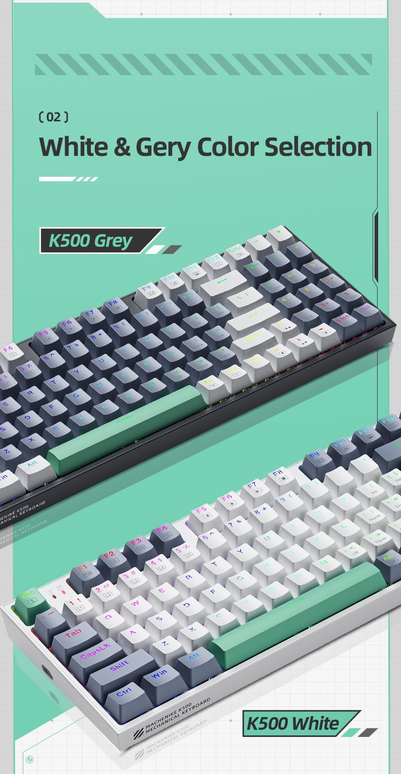 he K500 Mechanical Gaming Wired Keyboard Hot Swappable 94 Keys RGB Light Windows_voghion.com