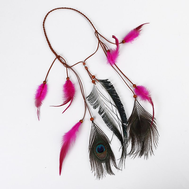 Peacock Feather Hair Ornament: Vintage Indian Dance Headband, Boho Ethnic Style Hair Accessory - Perfect For Parties, Performances & Festivals_voghion.com