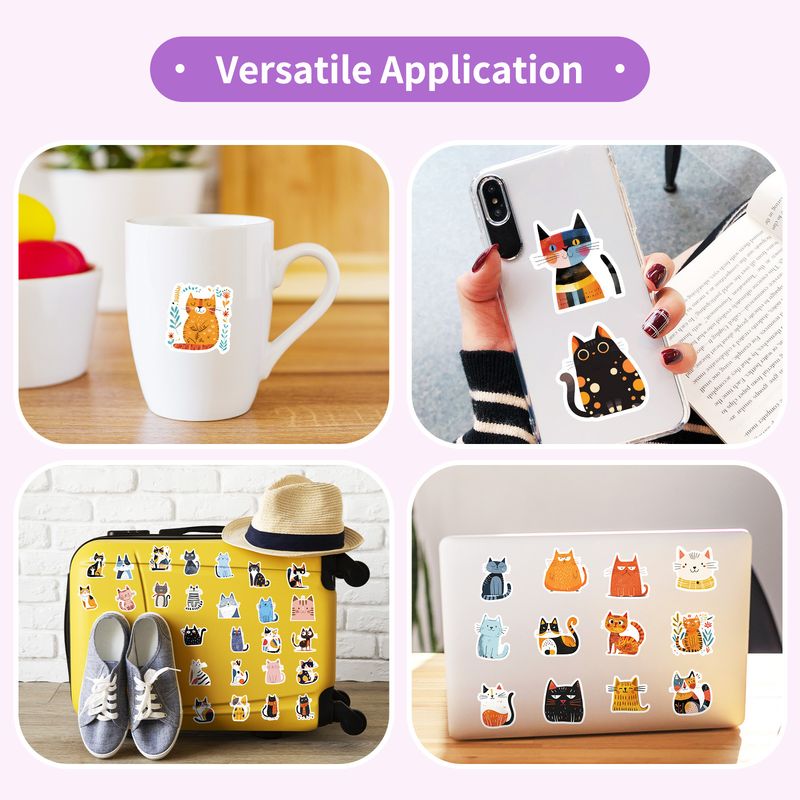 50 stuks waterdichte stickers met cartoonkatten voor doe-het-zelf koelkast, notebook, computer, waterbeker, bagagedecoratie_voghion.com