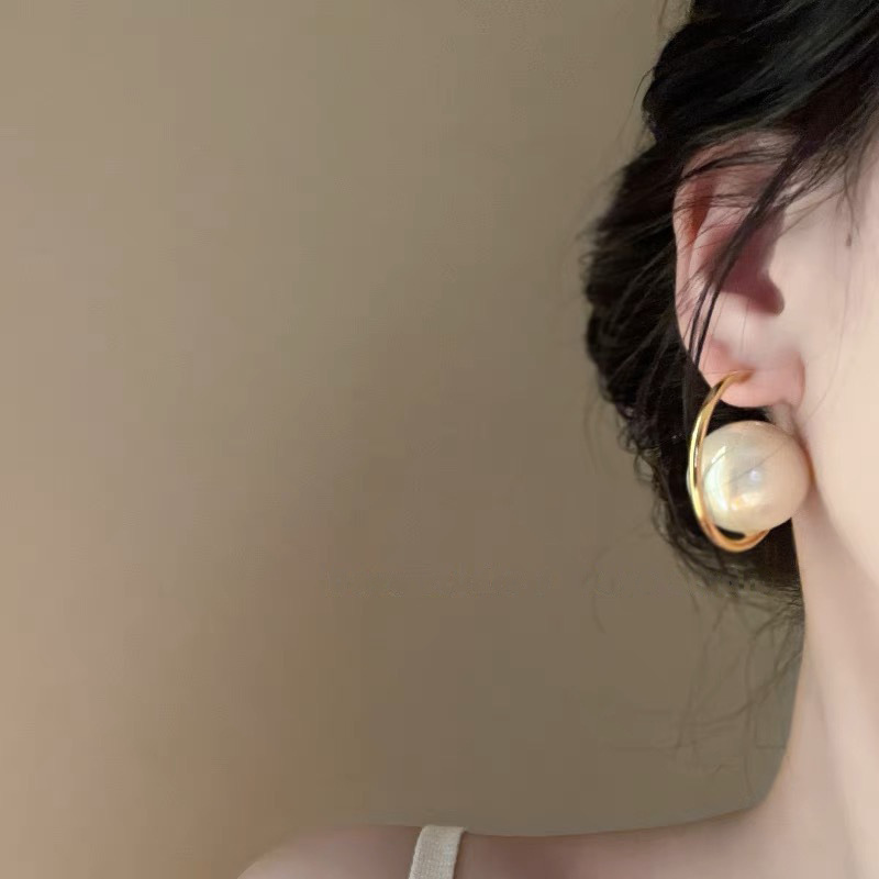 Orecchini geometrici retrò con perle, orecchini a bottone esagerati, orecchini di lusso di alta gamma, orecchini da donna_voghion.com