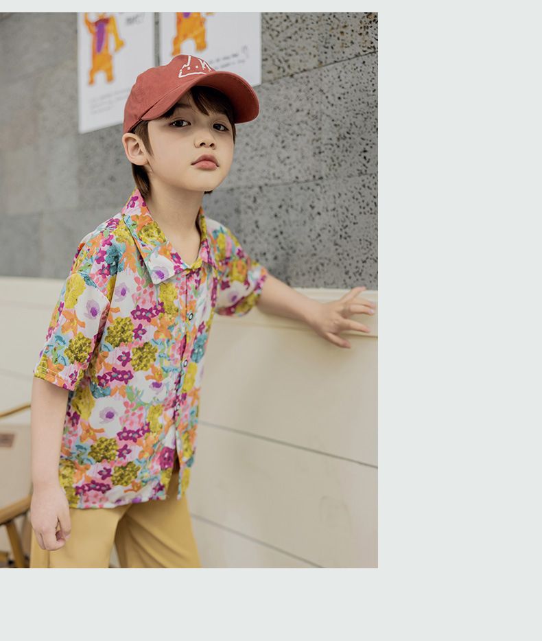 Set di magliette estive per bambini Set di pantaloncini a maniche corte per ragazzi Set di pantaloncini da spiaggia per bambini Maglietta in stile accademia_voghion.com