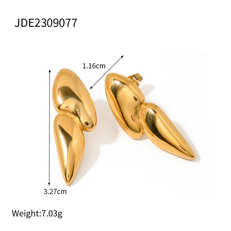 Orecchini a forma di fibbia per orecchini a forma di ravanello in acciaio inossidabile dorato alla moda, orecchini a bottone_voghion.com