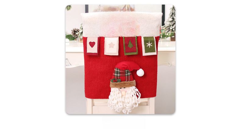 Décorations de Noël dessin animé couleur poupée tridimensionnelle housse de chaise élan table housse de chaise robe de cuisine_voghion.com