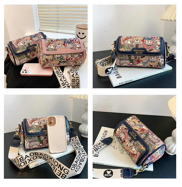 Bolsas clássicas de marca com design de nicho, bolsas femininas com temperamento, bolsas de urso, bolsas de ombro inclinadas da moda_voghion.com