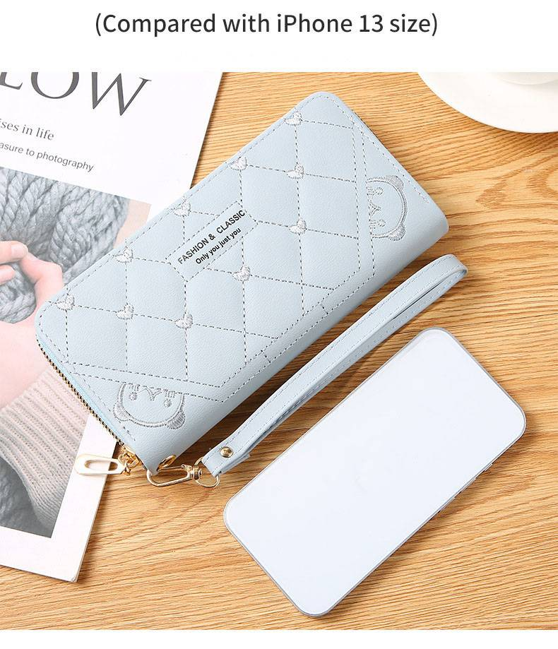 Nouveau portefeuille femme longue mode simple fermeture éclair grande capacité sac à langer Machine sac femme_voghion.com