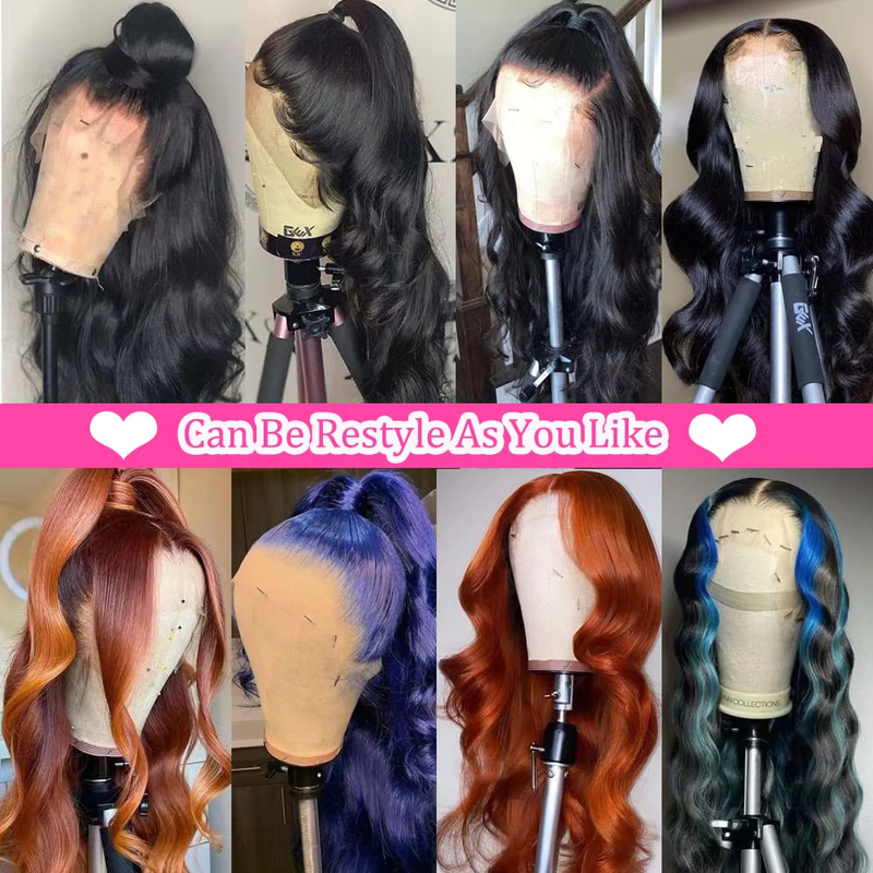 Pelucas delanteras de encaje 13x6 Cabello humano Onda del cuerpo HD Pelucas delanteras de encaje Cabello humano Pre arrancado Color natural Peluca sin cola Pelucas delanteras de encaje de cabello humano 100% virgen_voghion.com