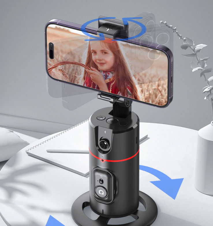 Nuovo telefono cellulare PTZ P02 Desktop Live Broadcast Telecamera panoramica Staffa di seguito Riconoscimento facciale AI 360 °_voghion.com