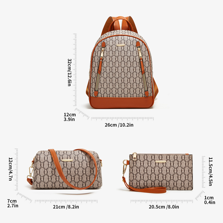 Fashion Korean Style Trendy Shoulder Bag Three-use Women's Bag Multi-use Backpack Three-piece Set_voghion.com