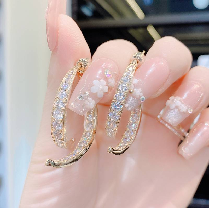 Orecchini da donna con diamanti a doppio strato irregolari, stile INS, con perforazione, regalo di amicizia per ragazze alla moda_voghion.com