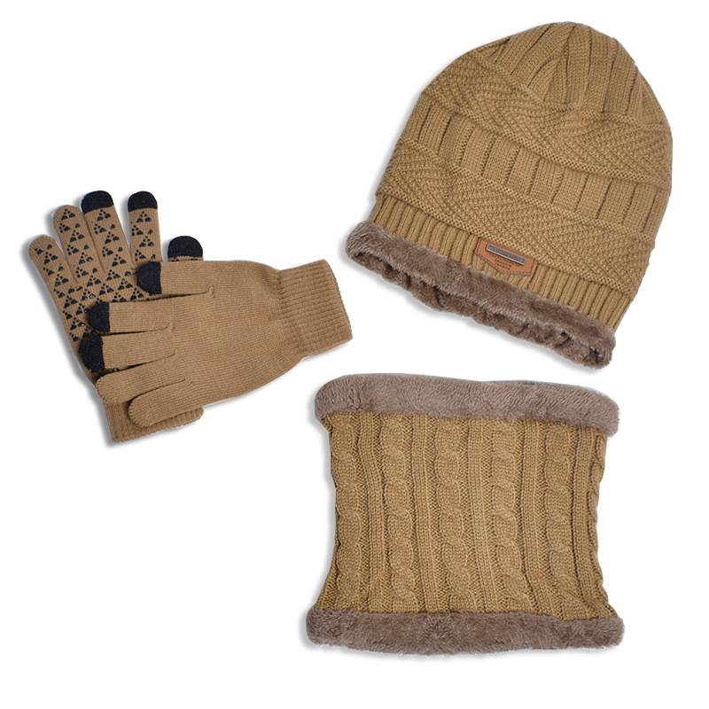 Maglione con cappello invernale, set sciarpa con filato di lana spesso, cappello lavorato a maglia autunnale e invernale da uomo europeo e americano_voghion.com