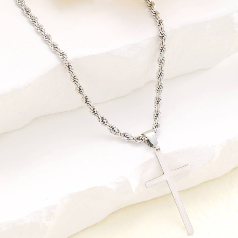 Collana da uomo con ciondolo a croce con catena alla moda hip hop unisex twist_voghion.com
