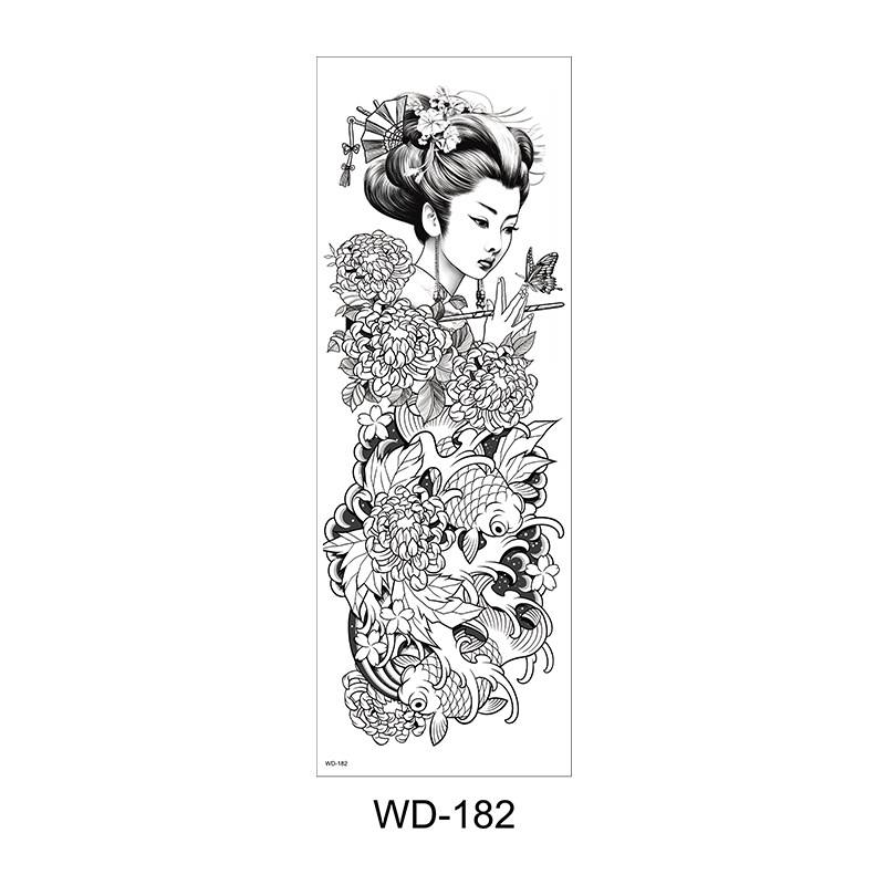 Autocollants de tatouage de bras de fleur longue d'art corporel autocollants de tatouage de bras complet tatouage temporaire imperméable à l'eau autocollants de tatouage de bras complet_voghion.com