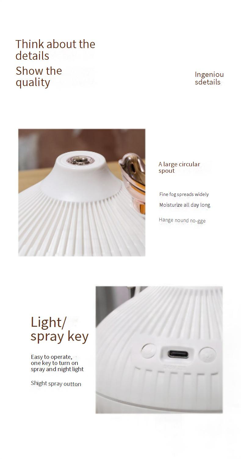 Puttelec Mini Humidifier With Night Light & Aromatherapy, USB Portable Air Freshener For Home, Office, Car (White)_voghion.com