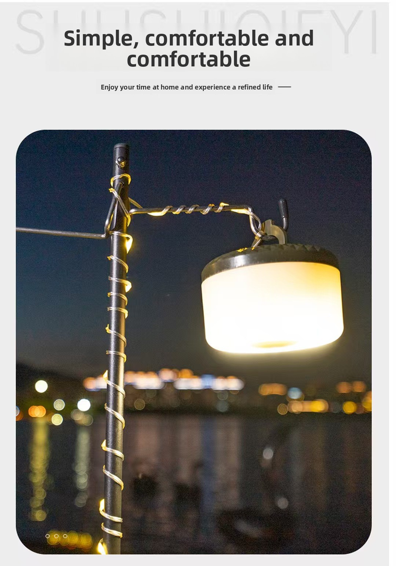 Cordão de luzes de acampamento à prova d'água de 10 m com 100 LEDs, carregamento USB tipo C, armazenamento em carretel IP65, modos quente e colorido para áreas externas, barraca, jardim, festa_voghion.com