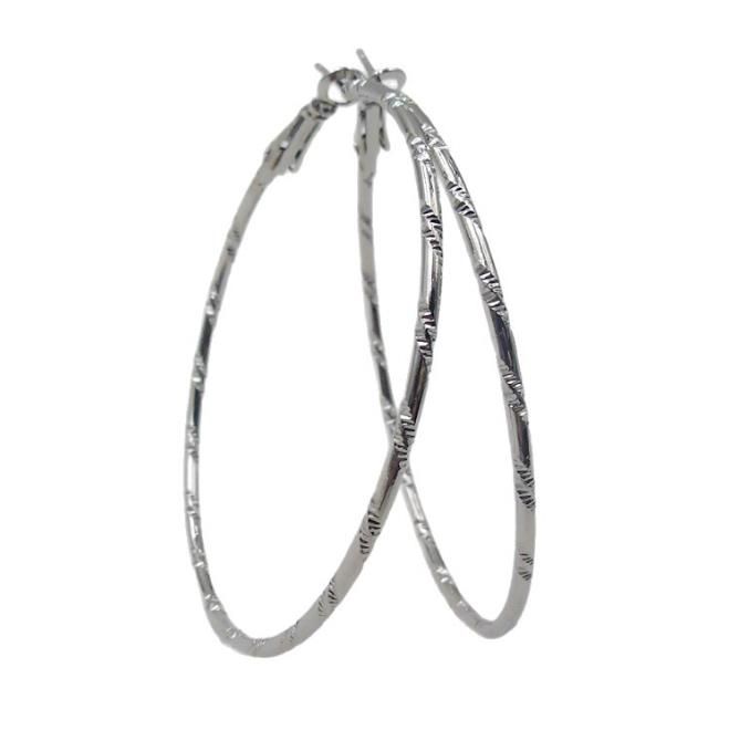 Orecchini a cerchio all'ingrosso placcati oro/argento 18 carati, 5 cm, eleganti orecchini grandi a forma di bambù, gioielli personalizzati alla moda da donna_voghion.com