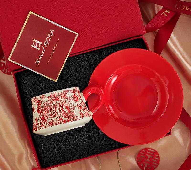 Rose Cup And Saucer Gift Box Coffee Cup And Saucer Set Light Luxury High End Tea Cup Creative Mug Ceramic Water Cup_voghion.com