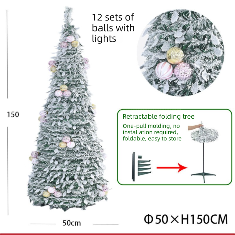 Premium Foldable Spiral Christmas Tree With Lights – 180cm Tall Holiday Decoration For Home, Office & Party_voghion.com