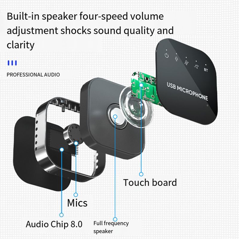 Bluetooth-compatible Desktop Usb Conference Speakerphone Microphone Built-in Speaker Pc Laptop For Audio Recording_voghion.com