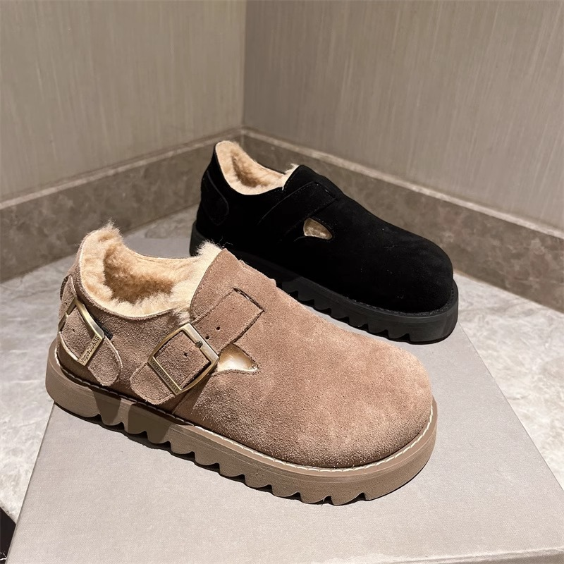 2023 Autumn/winter New Korean Edition Versatile Thick Sole, Plush, And Thickened Cotton Shoes, Mesh Red Fashion Round_voghion.com