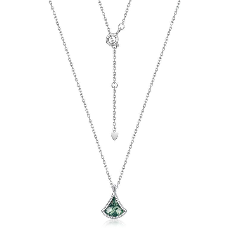 specialiseren in natuurlijke watergras agaat kettingset S925 zilver groene mos steen sleutelbeen ketting maatwerk_voghion.com