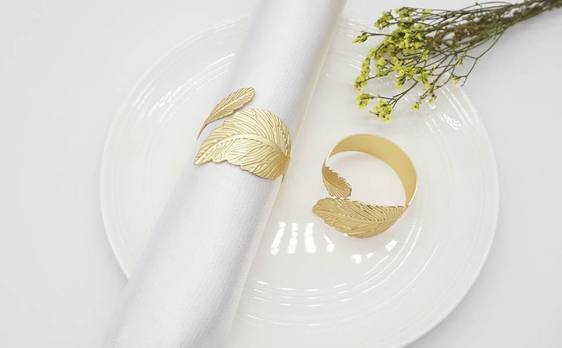6-teiliges Serviettenring-Set mit Blattgold – formelle Tischdekoration für Hochzeiten und Bankette_voghion.com