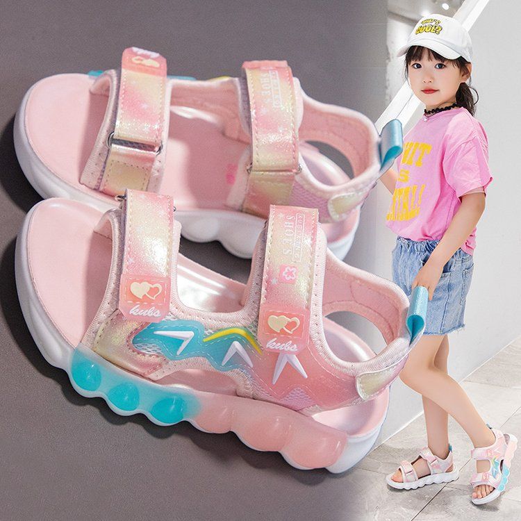 Sandali sportivi arcobaleno per bambini 2024 Estate Nuovo antiscivolo Suola morbida verso l'esterno Indossare scarpe da spiaggia aperte per ragazzi e_voghion.com