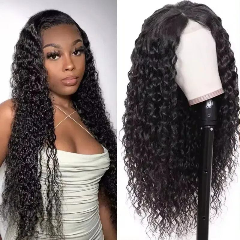 180 Density Long Brazilian Human Hair Frontal Wigs Water Wave Wigs_voghion.com