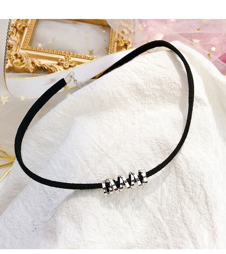 Collana girocollo nera minimalista da donna, design unico, nuovo stile, elegante catena per clavicola_voghion.com