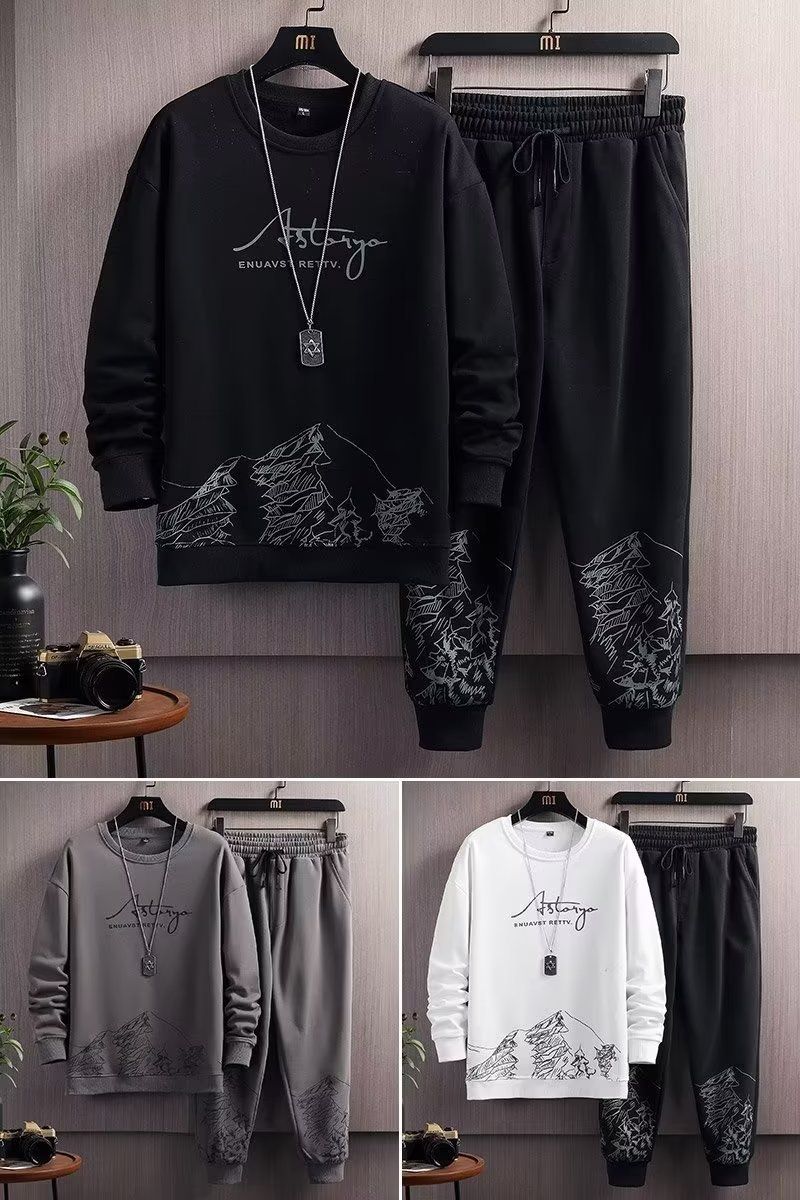 Traje deportivo para hombre, estilo primaveral y otoñal, holgado y moderno, ropa informal de otoño para adolescentes guapos, un conjunto a juego_voghion.com