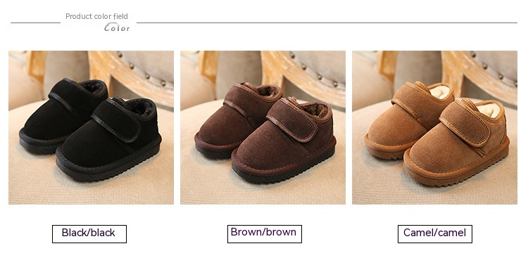 Children's shoes winter baby cotton shoes Korean version children's genuine leather snow boots Korean version thickened_voghion.com